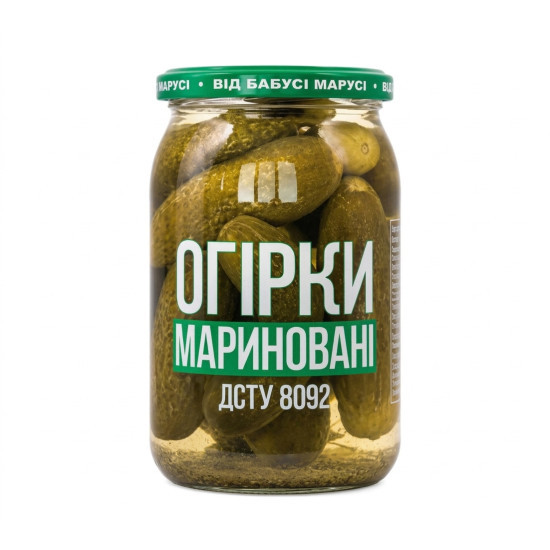 Консерва Огірки мариновані (с/б) 0,9 л. / 6 шт кт ТМ "Бабусі Марусі"