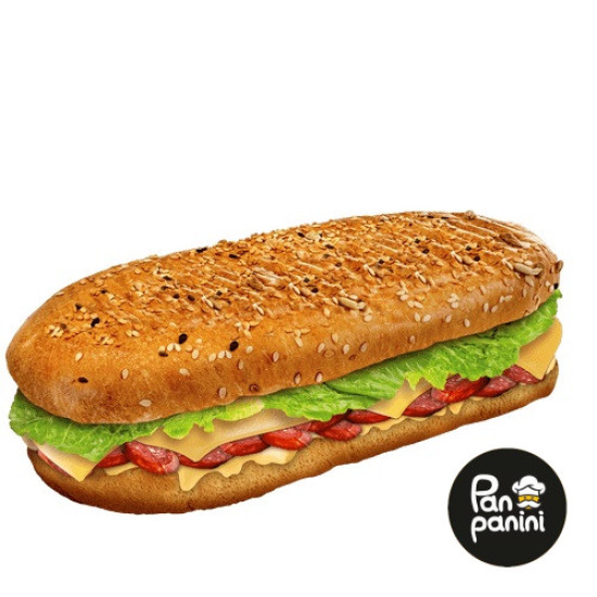 "Паніні Делюкс Ковбаски GRILL 240 г бн ТМ Pan panini "Паніні Делюкс Ковбаски GRILL 240 г бн ТМ Pan panini