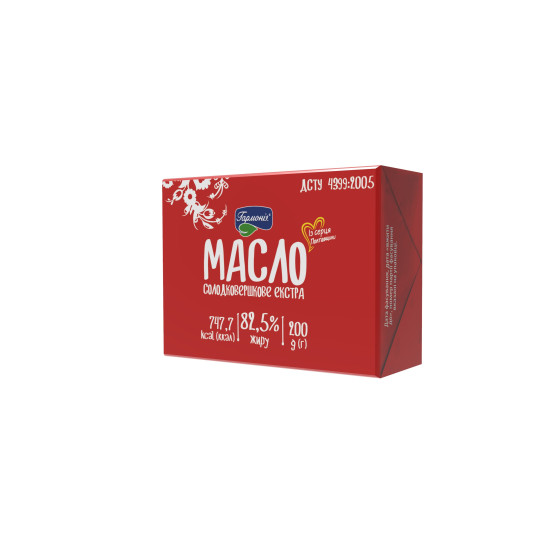 Масло солодковерш. Екстра 0,200кг 82.5% фольга, шт Масло солодковерш. Екстра 0,200кг 82.5% фольга, шт