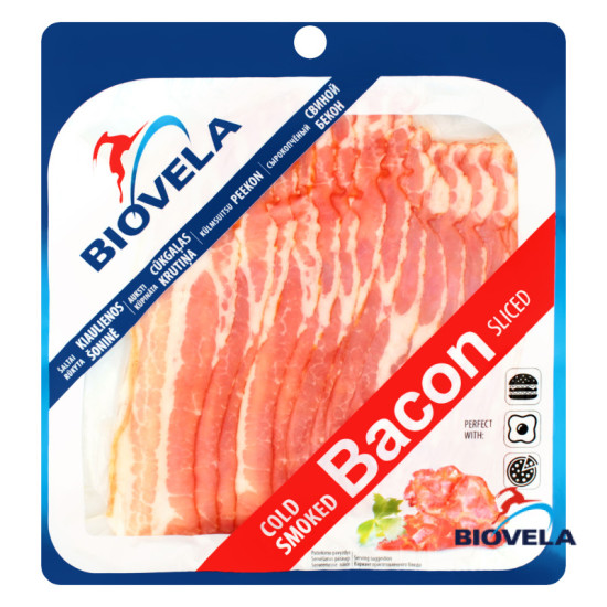 Бекон сирокопчений 500гр ТМ Biovela Бекон сирокопчений 500гр ТМ Biovela