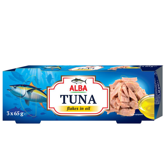 Тунець Шматочками в олії ж/б 3х65 г / 16 шт ТМ ALBA FOOD