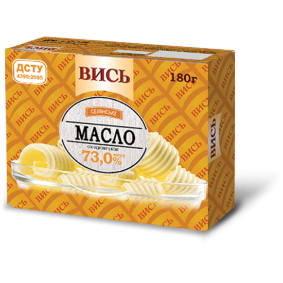 "Масло Селянське 73% ТМ "Вись" 180г / 20 шт Регал "Масло Селянське 73% ТМ "Вись" 180г / 20 шт Регал