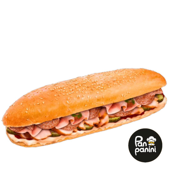 Багет Три м'яса 220 г бн ТМ Pan panini Багет Три м'яса 220 г бн ТМ Pan panini
