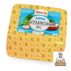 Сир твердий "Сметанковий" 50% 2 кг ст ТМ Вись квадрат