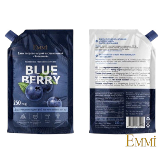 Чорниця джем 250 г д/п ТМ Emmi Чорниця джем 250 г д/п ТМ Emmi