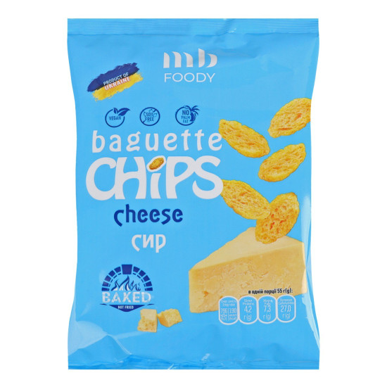 Сухарики Baguette зі смаком сиру 55 г/9 шт TM MB Foody Сухарики Baguette зі смаком сиру 55 г/9 шт TM MB Foody