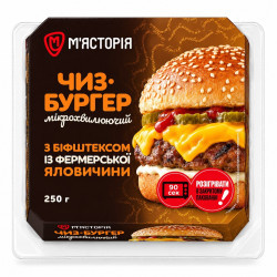 Бургер чиз із яловичим біфштексом 250г ТМ М'ястрія