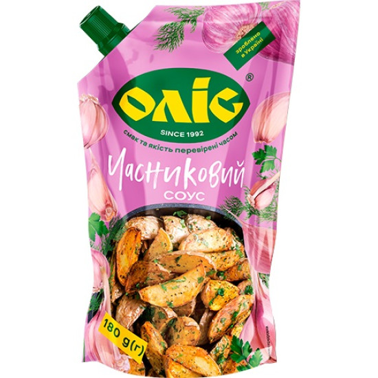 Соус "Часниковий" 30% дой/пак 180 г / 20 шт Оліс Соус "Часниковий" 30% дой/пак 180 г / 20 шт Оліс