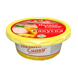 Закуска бутербродна з шинкою та сиром 100 г / 24 шт ТМ "Поляна смаку" Регал Закуска бутербродна з шинкою та сиром 100 г / 24 шт ТМ "Поляна смаку" Регал
