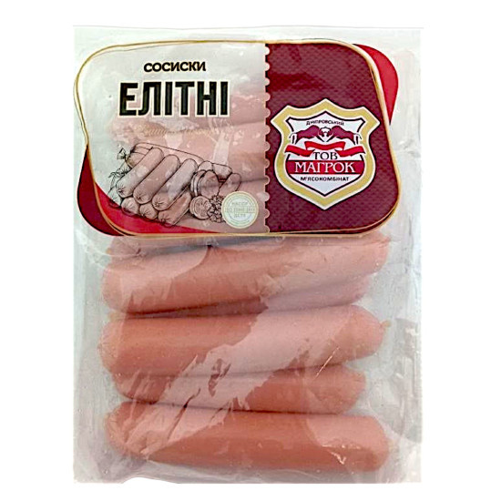 Сосиски Елітні в/с (аміц)  (Газ-0,55 кг)  ТМ Магрок