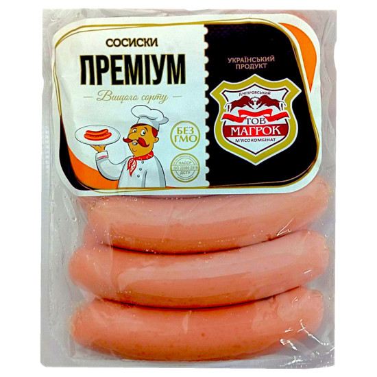 Сосиски Преміум в/с (аміц)(Газ 0,7 кг) ТМ "Магрок"