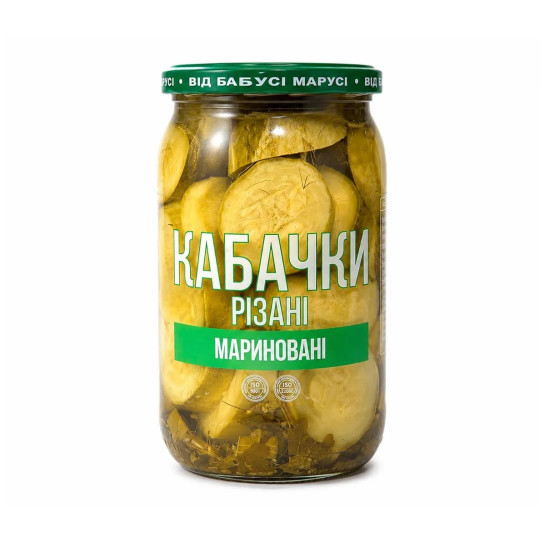 Консерва Кабачки мариновані (с/б) 0,9 л. / 6 шт кт ТМ "Бабусі Марусі"