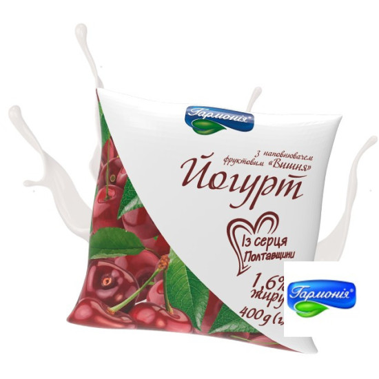 Йогурт "Вишня" плівка 1,6% 0.4кг 21 доба, шт Йогурт "Вишня" плівка 1,6% 0.4кг 21 доба, шт