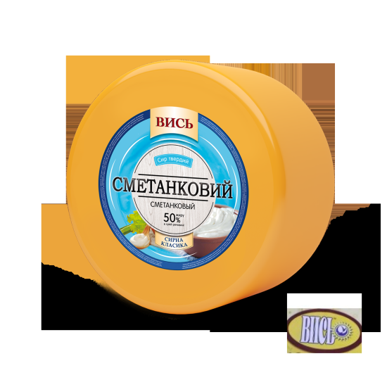 Сир твердий "Сметанковий" 50% 2 кг ст ТМ Вись квадрат Сир твердий "Сметанковий" 50% 2 кг ст ТМ Вись квадрат