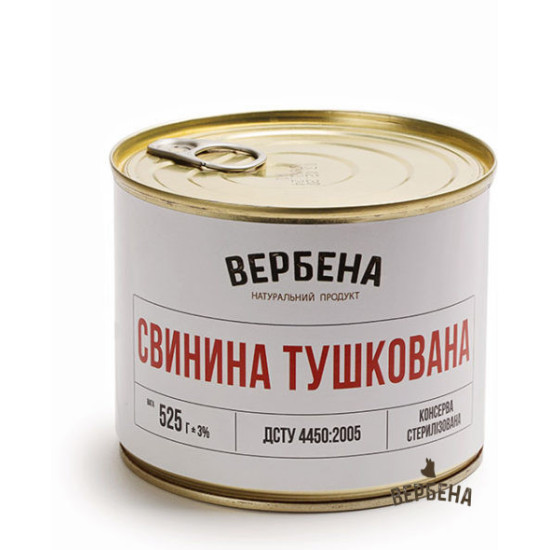 Консерва Свинина тушкована 0,525 ж/б / 6 шт кт ТМ Вербена
