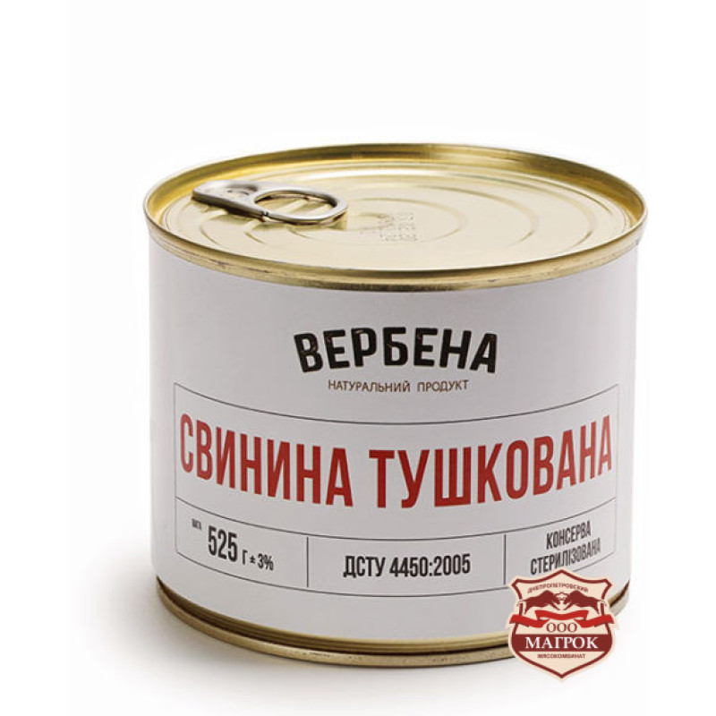 Консерва Свинина тушкована 0,525 ж/б / 6 шт кт ТМ Вербена