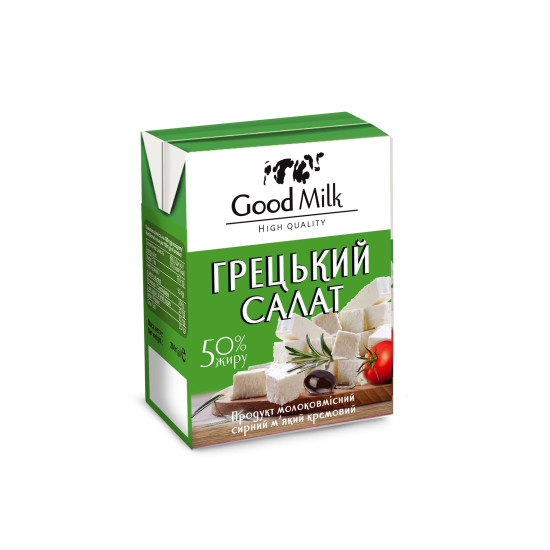 Продукт м'який кремовий "Грецький салат" 50% 200г Tetra Pak Good Milk / 18 шт кфс ТМ "Вись" Регал Продукт м'який кремовий "Грецький салат" 50% 200г Tetra Pak Good Milk / 18 шт кфс ТМ "Вись" Регал
