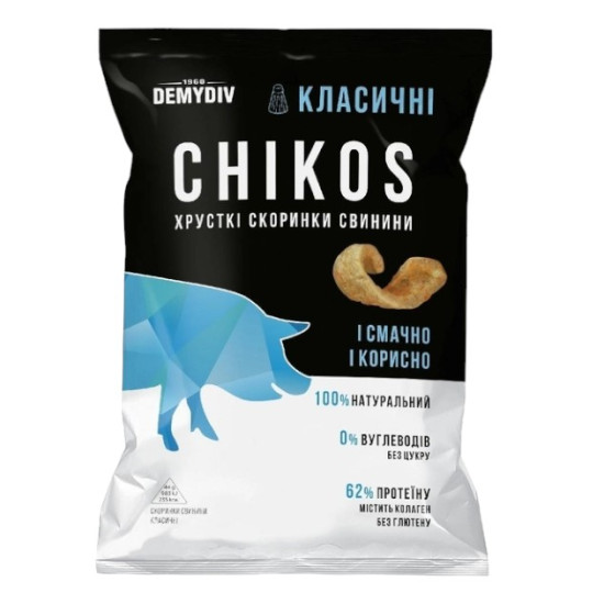 Снек скоринки свинини "CHIKOS" класичні 44 г / 30 шт Снек скоринки свинини "CHIKOS" класичні 44 г / 30 шт