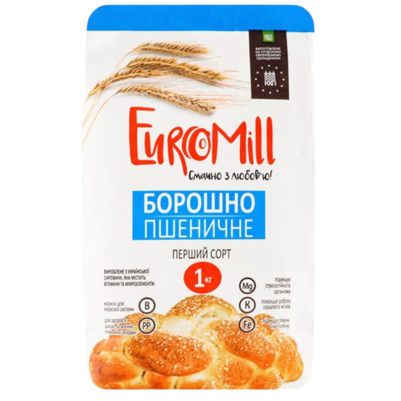 Борошно пшеничне 1/г фас. 1 кг/10 шт. ТМ EuroMill