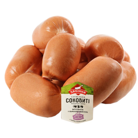 Сардельки Соковиті, 1с, (газ 1.4 кг) ТМ "Забіяка" Сардельки Соковиті, 1с, (газ 1.4 кг) ТМ "Забіяка"