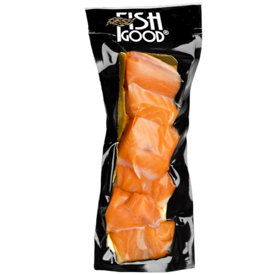 Лосось шматочки х/к (набір до пива) 0,18кг вакуум / 10 шт TM FishGood Лосось шматочки х/к (набір до пива) 0,18кг вакуум / 10 шт TM FishGood