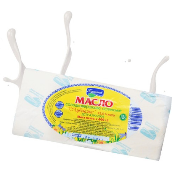 Масло селянське 0,400 кг 73% пергамент , шт Масло селянське 0,400 кг 73% пергамент , шт