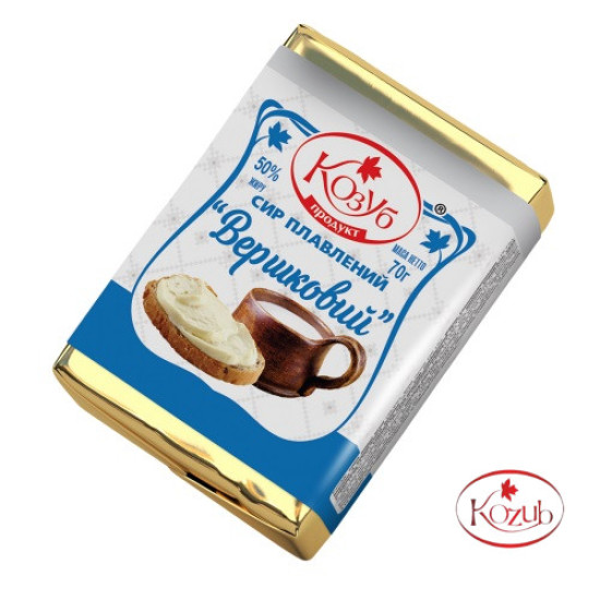 Сир плавлений "Вершковий" 50% (еліт) 70 г / 30 шт пс ТМ Козуб Регал
